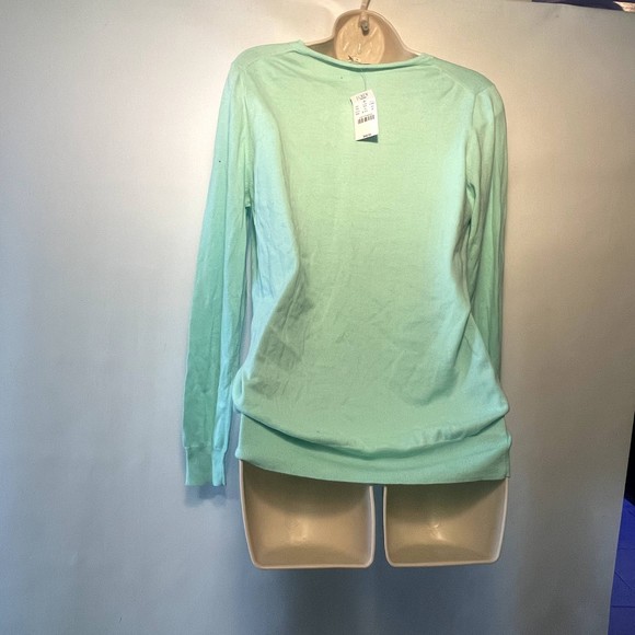 j crew teal/mint green v neck line sweater nwt long sleeve size m - Picture 10 of 13